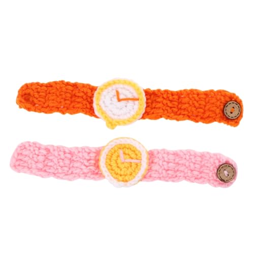YARNOW 2stücke Strickuhr Mit Simulationsuhr-Design Handarbeit Strickhandwerk Cartoon-armbanduhren Für Junge Mädchen Strickarmbanduhren Orange von YARNOW