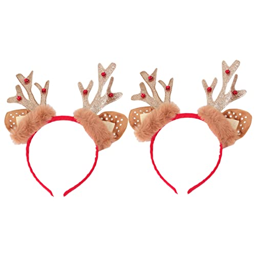 YARNOW 2 Stück Weihnachtsstirnband Rentier Geweih Haarreif Teiliges Hautfreundlich Leicht Weihnachten Party Kopfschmuck Damen Karneval Festliches Accessoire von YARNOW