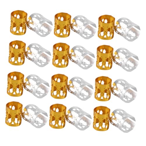 YARNOW 200 Stück Teiliges Dreadlock Haar Ringe aus Metall Goldene und Silberne Filigrane Haar Braids für Frauen und Männer für Zöpfe und Flechtfrisuren von YARNOW