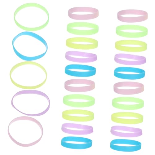 YARNOW 25 Stück Verstellbare Neon Silikon Armbänder Leuchtende Wasserfeste und Erwachsenen Wristbands für Party Sport Karneval mit Leuchtendem Verschluss in Blau Grün Gelb von YARNOW