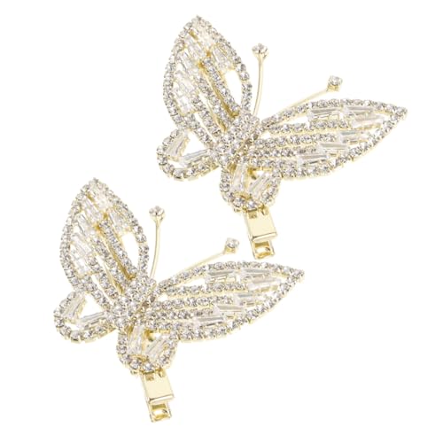 YARNOW 2stücke Schmetterlings-haarspangen Mit Strasssteinen Für Damen Und Mädchen Kleine Haarspangen Metall-schmetterlingsspangen Schmetterlings-haarnadel Haarschmuck von YARNOW