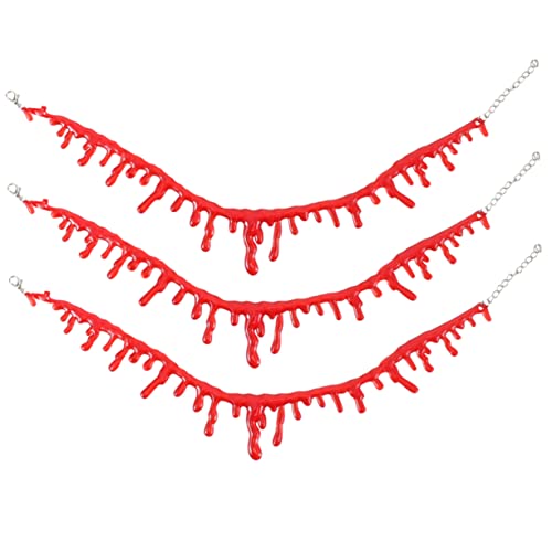 YARNOW 3 Stück Teiliges Bloody Scary Halskette Gruselige Halloween Dekoration für Kostümpartys Rot Unregelmäßiges Design für Unvergessliche Erlebnisse von YARNOW