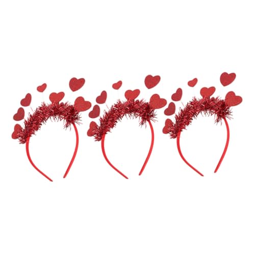 YARNOW 3stücke Glitzer Herz Stirnband Rotes Herz Kopfbedeckung Valentinstag Hochzeit Feier Party Accessoires in Herzform Für Besondere Anlässe von YARNOW