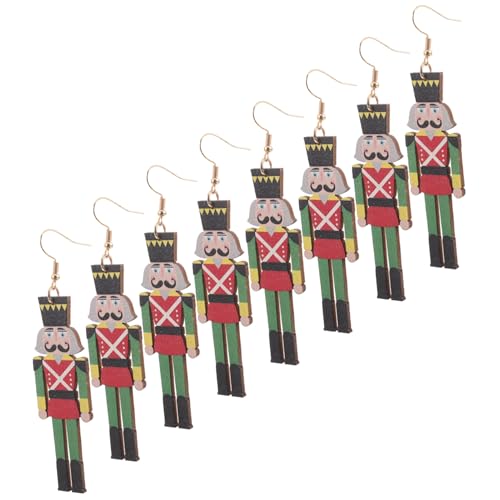 YARNOW 4paare Weihnachtsohrringe Aus Holz Mit Knacker-motiven Leicht Und Angenehm Zu Tragen Für Festivals Geschenkidee von YARNOW