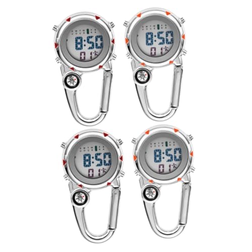 YARNOW 4 Stück Outdoor Taschenuhr Digitaluhren Einziehbare Digitaluhr Tragbare Taschenuhr Kletteruhr Herrenuhr Digitale Uhren Für Herren Edelstahl von YARNOW
