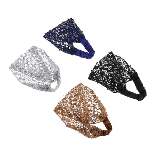 YARNOW 4 Stück Teiliges Spitzen Haarband für Damen Elastische Haarschmuck mit Künstlichen Perlen Stilvoller Rutschfester Kopfschmuck für Hochzeit Party und Alltag Angenehm und Sitzend von YARNOW