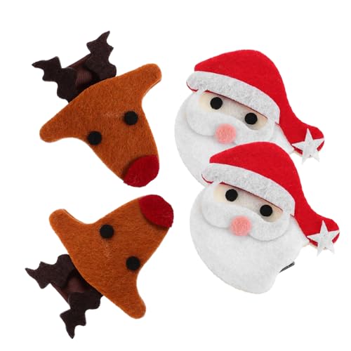 YARNOW 4 Stück Weihnachtliche Haarspangen Teilig Leichte Kleine Haarschmuck für Frauen Süße Xmas Party Accessoires mit Rentier und Weihnachtsmann Schonend und Vielseitig Einsetzbar von YARNOW