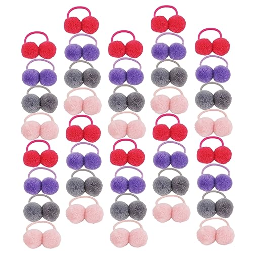 YARNOW 40stücke Elastische Plüsch Ball Haarbands Für Junge Mädchen Haargummis Mit Bommeln Haarringe Flauschige Haargummis Für Pferdeschwanzhalter Und Kinderhaarseil Passend Zu von YARNOW