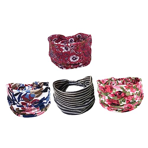 YARNOW 4stücke Elastisches Sport-stirnband Bedrucktes Yoga-kopftuch Atmungsaktiv Hautfreundlich Für Laufen Basketball Baseball Und von YARNOW