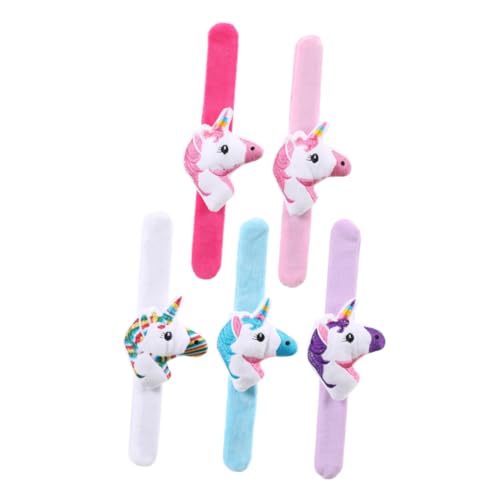 YARNOW 5 Stück Teiliges Einhorn Plüsch Slap Bracelet für Cartoon Handgelenkarmbänder Party und Dekoration für Geburtstagsfeiern und Festivals von YARNOW