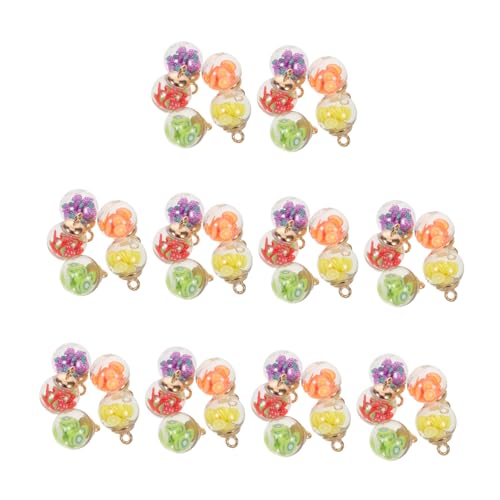 YARNOW 50 Stück Bunte Glaskugel Anhänger Mit Obstscheiben Für DIY Schmuck Bastelmaterial Eltern-junge Mädchen Aktivitäten Wiederverwendbar Für Ohrringe Halsketten Armbänder von YARNOW