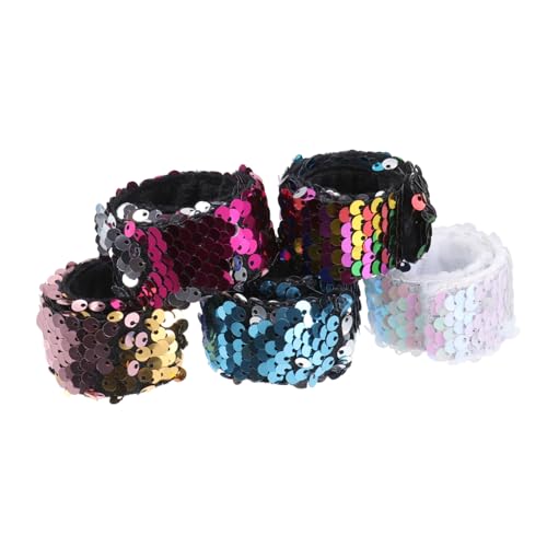 YARNOW 5Stücke Meerjungfrau Pailletten Slap Armbänder Armband für Modisches Accessoire für Partys von YARNOW