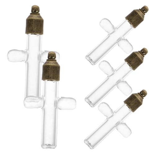 YARNOW 5stücke Mini-glasflaschen Anhänger Transparent Mit Metallverschluss Kreuzform Wunschflaschen Für Diy Schmuckherstellung Als Halsketten Ohrringe Schlüsselanhänger von YARNOW