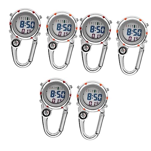 YARNOW 6 Stück Outdoor Taschenuhr Backpacker Clip Uhr Charm Armbanduhr Wanderuhr Clip On Uhr Digitaluhren Taschenuhren Schnallenuhr Uhren Hunde Clip Knopfbatterie von YARNOW