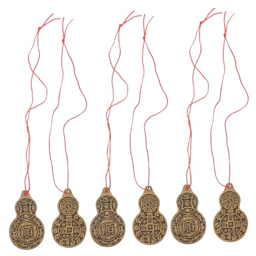YARNOW 6stücke Vintage Feng-shui-ornament Aus Messing Bagua-design Reichtum Glück Anhänger Für Männer Frauen Schlüsselanhänger Accessoire von YARNOW