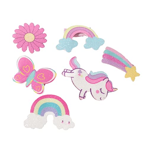 YARNOW 6stücke Mädchen Haarclips Einhorn Haarnadeln Glitzer Seitenclips Junge Mädchen Haar Zubehör Kopf Schmuck Accessoires von YARNOW
