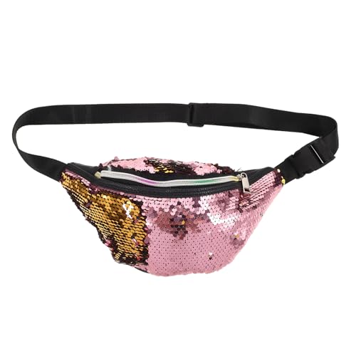 YARNOW Damen Umhängetasche Mit Pailletten Verstellbarer Gurt Glänzende Sporttasche Für Freizeit Und Reisen Für Mädchen Glitzer Hüfttasche von YARNOW