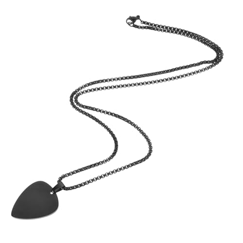 YARNOW Edelstahl Gitarren plektrum Anhänger Halskette Schwarz Modische Clavicle Chain für Damen und Herren Rostfrei Vielseitig Kombinierbar Musikalisches Charm Schmuckstück von YARNOW