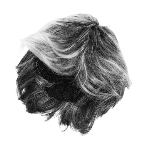 YARNOW Graue Grandpa Perücke Herren Karneval Kostümaccessoire Synthetische Kurzhaar Partyperücke für Halloween Cosplay Bühnenauftritte Kompatibel Pflegeleicht Schnelle Verwandlung von YARNOW