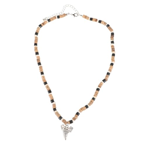 YARNOW Haifischzahn Halskette Puka-Muschel-Halskette rustikale Perlenkette Bettelarmbänder für Damen Männer Strandschmuck Herren-Surfer-Halskette Frauen Strand Halskette Kokosnussschale von YARNOW