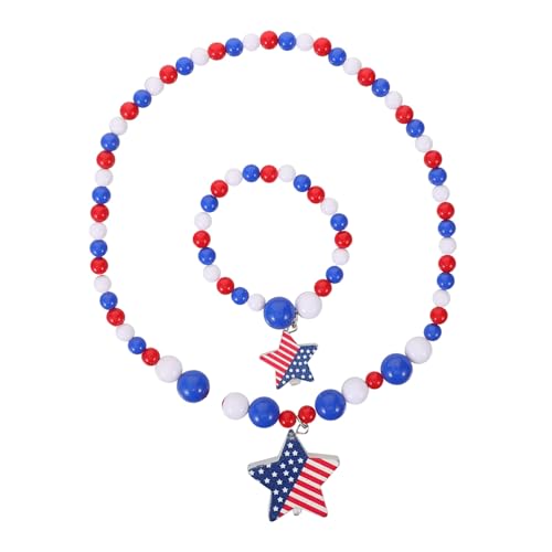 YARNOW Holz Perlengirlande Perlenkette Party Perlenketten Mädchenarmband Damenkette Halsanhänger Unabhängigkeitstag von YARNOW