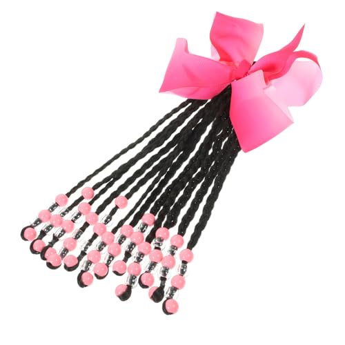 YARNOW Kinderponytail Perücke Pferdeschwanz Geflecht Verlängerung Zöpfe Bogen Mädchen Blau Styling Geflechte Haare Schwarz Flechten Brötchen Perlen Bunt Chemische Faser von YARNOW