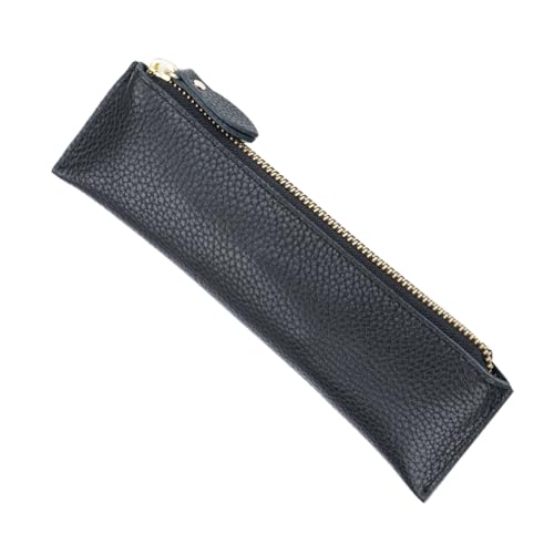 YARNOW Leder-Stifteetui Vintage-Stiftehülle Tragbarer Füllfederhalter Mit Reißverschluss Schwarz von YARNOW
