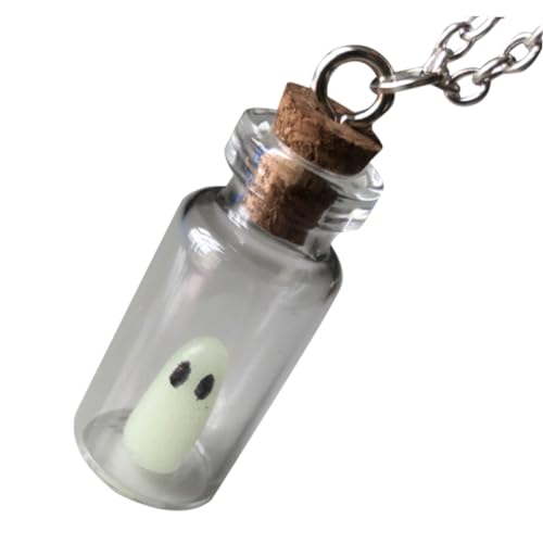 YARNOW Leuchtende Glasflasche Halskette mit Grünem Geist Anhänger Handgefertigtes Fläschchen Schmuck Leichte Kette für Halloween und Alltag Eleganter Charme für Damen und Herren von YARNOW
