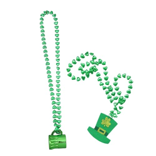 YARNOW Patrick's Day Perlenanhänger für Damen Grüne Halskette mit Kleeblatt für Kostümpartys und Feierlichkeiten Leicht und Komfortabel zu Tragen von YARNOW
