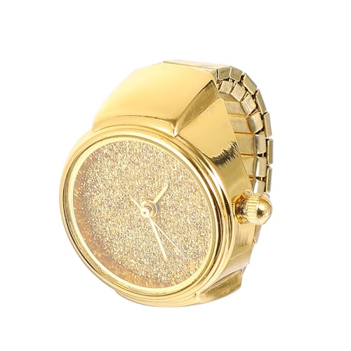 YARNOW Ringuhr Damen Glitzer Design Einfacher Stil Fingeruhr Goldfarben Schmuckuhr für Männer und Frauen Alltag und Festliche Anlässe von YARNOW