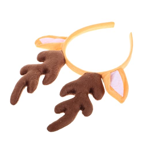 YARNOW Weihnachtliches Rentiergeweih Stirnband mit Beigefarbenen Ohren Leichtes Bequemes Kopfband für Modisches Accessoire zu Weihnachten und Fasching Feines Handwerk Einfach zu Tragen von YARNOW