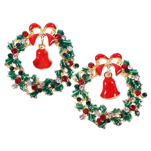 YARNOW Weihnachts Ohrringe Damen Weihnachtskranz Schmuck mit Schleifen Design Eleganter Ohrschmuck für Weihnachtsfeier Festliche Ohrhänger Geschenkidee für Frauen von YARNOW