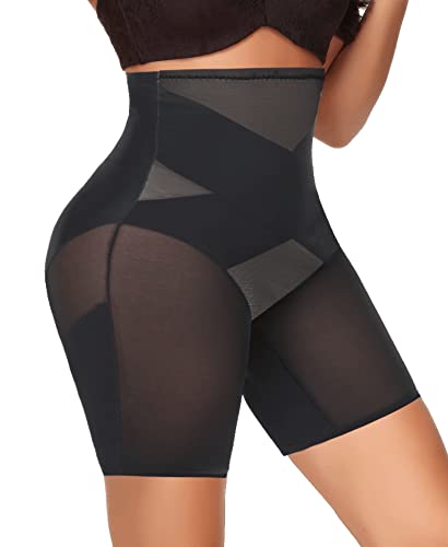 YARRCO Bauchkontrolle Shorts Shapewear für Frauen Bauchkontrolle Body Shaper Hohe Taille Kontrolle Höschen Bauch Tucking Hose Slip Shorts, #1 Schwarz, 48 von YARRCO