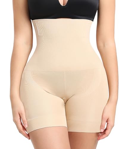 YARRCO Bauchweg Unterhose Damen Shapewear Miederhose Hohe Taille Miederpants Body Shaper Kurze Leggings (Beige, 2XL) von YARRCO