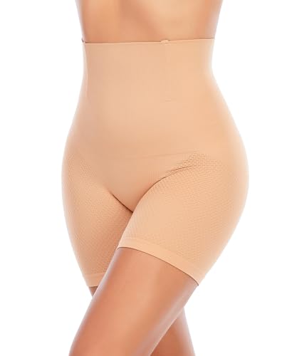 YARRCO Bauchweg Unterhose Damen Shapewear Miederhose Hohe Taille Body Shaper Unterwäsche Nahtlose Leggings Miederpants (Beige-Nahtlos, S) von YARRCO