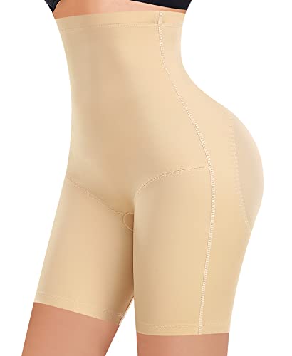 YARRCO Bauchweg Unterhose Damen Shapewear Miederhose Hohe Taille Figurformende Unterwäsche Leggings Body Shaper Miederpants (Beige, L) von YARRCO