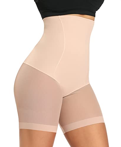 YARRCO Bauchweg Unterhose Damen Shapewear Miederhose Hohe Taille Body Shaper Unterwäsche Miederpants (Beige-Gitterbeine, XL) von YARRCO