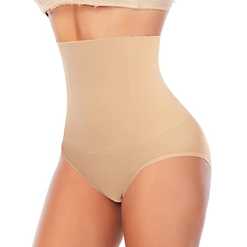 YARRCO Bauchweg Unterhose Damen Shapewear Miederhose Hohe Taille Miederslips Body Shaper Figurformende Unterwäsche (Beige, 2XL) von YARRCO