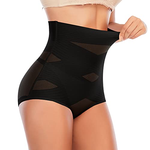 YARRCO Bauchweg Unterhose Damen Shapewear Miederhose Hohe Taille Miederslip Body Shaper Unterwäsche (Schwarz-Slip, M) von YARRCO