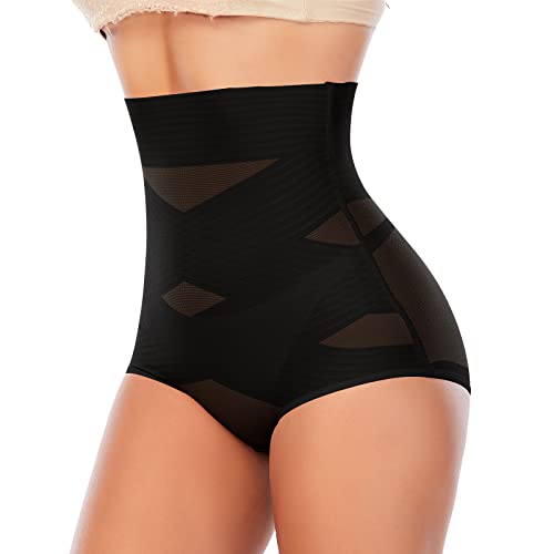 YARRCO Bauchweg Unterhose Damen Shapewear Miederhose Hohe Taille Miederslips Body Shaper Figurformende Unterwäsche (Schwarz, M) von YARRCO