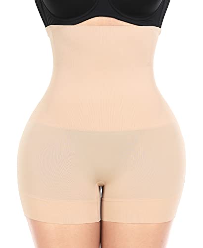 YARRCO Damen Bauchweg Unterhose Shapewear Nahtlose Miederhhose Hohe Taille Kurze Miederpants Body Shaper Unterwäsche (Beige, L) von YARRCO