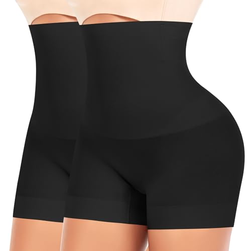 YARRCO Bauchweg Unterhose Damen Shapewear Nahtlose Miederhhose Hohe Taille Kurze Miederpants Body Shaper Leggings Figurformende Unterwäsche (Schwarz+Schwarz, 2XL) von YARRCO