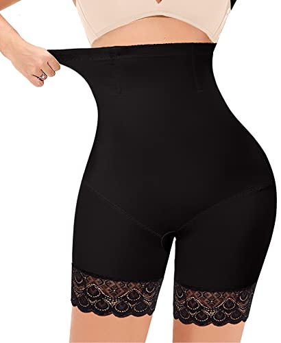 YARRCO Bauchweg Unterhose Damen Shapewear Spitze Miederhose Hohe Taille Figurformende Unterwäsche Leggings Body Shaper Miederpants (Schwarz, 2XL) von YARRCO