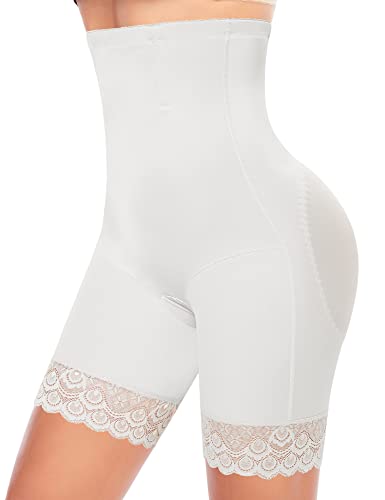 YARRCO Bauchweg Unterhose Damen Shapewear Spitze Miederhose Hohe Taille Figurformende Unterwäsche Leggings Body Shaper Miederpants (Weiß, M) von YARRCO