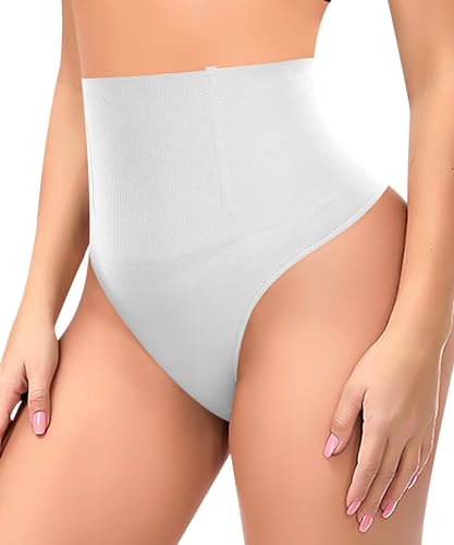 YARRCO Damen Bauchweg String Tanga Shapewear Unterhose Slips Shaper Miederslips Figurformende Unterwäsche (Weiß, S) von YARRCO