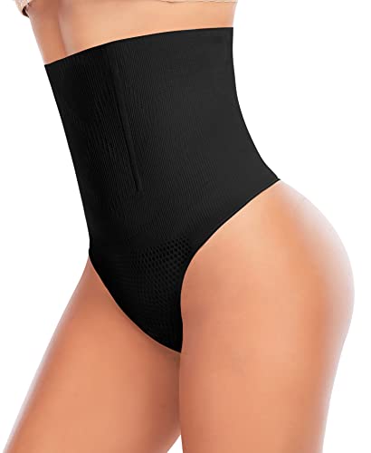 YARRCO Damen Bauchweg Unterhose Slips String Tanga Shapewear Hohe Taille Miederhose Body Shaper Miederslips Figurformende Unterwäsche (Schwarz-Hohe Taille, 2XL) von YARRCO