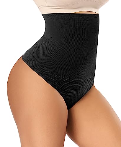 YARRCO Damen Bauchweg Unterhose Slips String Tanga Shapewear Hohe Taille Miederhose Body Shaper Miederslips Figurformende Unterwäsche (Schwarz-Hohe Taille, S) von YARRCO