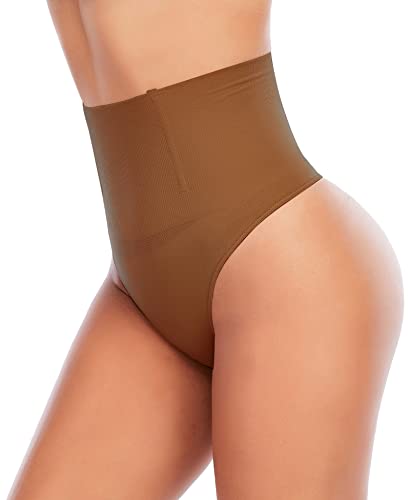 YARRCO Damen Bauchweg Unterhose Slips String Tanga Shapewear Miederhose Body Shaper Miederslips Figurformende Unterwäsche (Braun, 2XL) von YARRCO