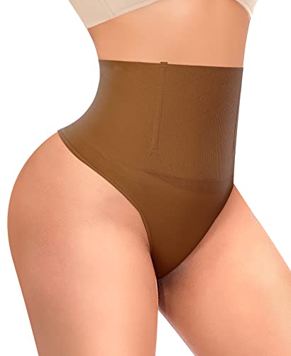 YARRCO Damen Bauchweg String Tanga Shapewear Unterhose Slips Shaper Miederslips Figurformende Unterwäsche (Braun, S) von YARRCO