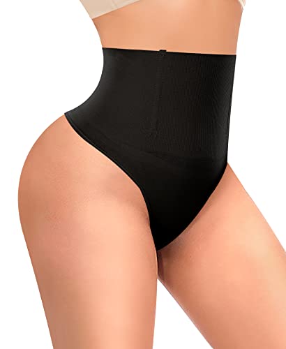 YARRCO Damen Bauchweg String Tanga Shapewear Unterhose Slips Shaper Miederslips Figurformende Unterwäsche (Schwarz, L) von YARRCO